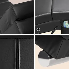 CASARIA Relaxliege London Kunstleder 186 x 89 x 55 cm Schwarz mit Massage und Heizfunktion