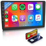 Hikity 2 DIN 2G+64G Android 9 Zoll Carplay Autoradio GPS Navi WiFi Bluetooth Autoradio (Android 13, Car Stereo Radio, Carplay / Auto) schwarz