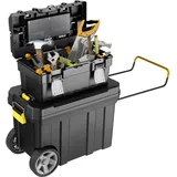 Werkzeugtrolley, 2er Set Werkzeugkoffer leer mit rollen & Ziehgriff & abnehmbarer Werkzeugbox, Werkzeugkiste Werkzeugkasten Werkstattwagen für Haus,