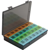 Tablettenbox Monat 28 Tage Pillendose, Happybase 4 Wochen Medikamentenbox, Reise Pillenbox Große Fächer, Schwarz Monatlicher Tabletten Organizer für Vitamine, Fischöle, Medikamente (grau)