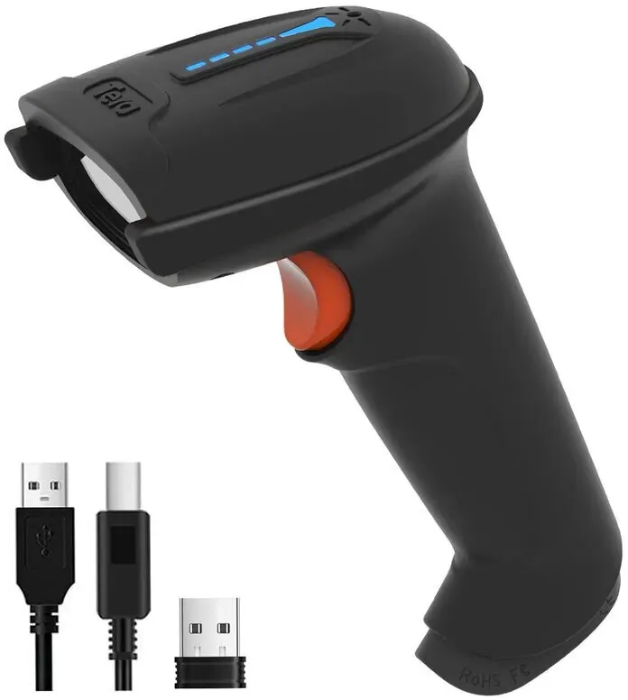 D5100 2D Wireless Barcode Scanner Schwarz (ohne Stativ) USB Kabel + USB Wireless  1 Stück