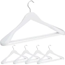 Relaxdays Anzug Kleiderbügel, 5er Set, breite Schulter, 360° drehbarer Haken, Hosenstange, Holzkleiderbügel, weiß