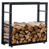TPFLiving Kaminholzständer Kerry-II Metall 100 x 25 x 80 cm Schwarz