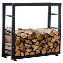 TPFLiving Kaminholzständer Kerry-II Metall 100 x 25 x 80 cm Schwarz