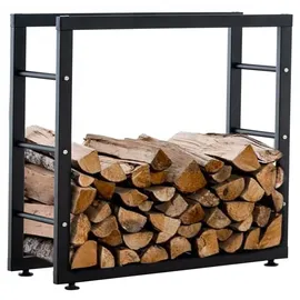TPFLiving Kaminholzständer Kerry-II Metall 100 x 25 x 80 cm Schwarz