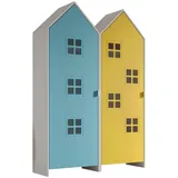 Natur24 Kinderkleiderschrank Casami Bruges 37 x 115,2 x 171,3 cm MDF blau gelb