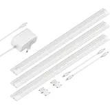 ledscom.de LED Unterbau-Leuchte SIRIS weiß matt, flach, je 50cm, je 531lm, warm-weiß, 3er Set
