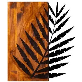 Asir Wanddekoration 58x50 cm Blatt Holz/Metall - Schwarz/Braun