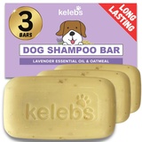 KELEBS Hundeshampoo Sensitiv | Fellpflege Hund | hundeshampoo welpen | Beruhigende natürliche Hunde Shampoo Seifenstücke | mit Lavendel Öl & Haferflocken | Vegan | 3er Pack (Lavender)