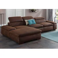 Ecksofa HOME AFFAIRE "Alberto L-Form", braun (dunkelbraun), B:286cm H:73cm T:174cm, 100% Polyester;Luxus-Microfaser ALTARA NUBUCK (100% Polyester);Luxus-Microfaser weich (90% Polyester, 10% Polyamid);Microfaser Antiklederoptik, Sofas, Ecksofa, mit Kopfteilverstellung, wahlweise mit Bettfunktion