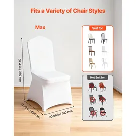 Vevor Stuhlhussen aus Polyester-Spandex 105 STK. Weiß, Abnehmbare & Waschbare & Dehnbare Stuhlüberzüge, Universell Passend für Esszimmer Partys Hochzeiten Bankette, Stuhlhüllen Stuhlbezüge