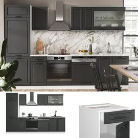 Vicco Küchenzeile R-Line 300 cm Anthrazit Landhaus/Weiß