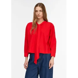 Comma, Baumwollbluse mit Schluppenkragen und verstellbarem Ärmelsaum - rot - 34
