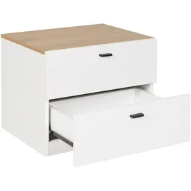 Beliani Nachttisch Edison 39 x 52 x 43 cm Weiß/Braun
