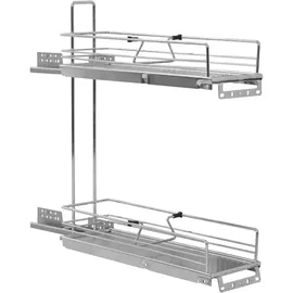 vidaXL 2-stufiger Ausziehbarer Küchen-Drahtkorb Silbern 47x15x54,5 cm