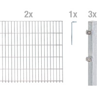 GAH ALBERTS Doppelstabmattenzaun Set 2 Matten 0,8 x 4 m silber
