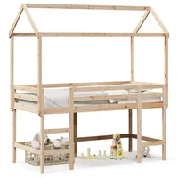 VidaXL Hochbett mit Leiter und Dach 80x200 cm Massivholz