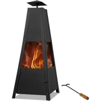 Gardebruk Terrassenofen mit Abdeckung Schürhaken 102cm Groß Metall Feuerstelle