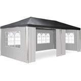 Pavillon 3x6 m in PE Plane + Seitenteile Partyzelt Gartenzelt Sonnenschutz (Anthrazit)