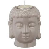 Relaxdays Buddha Teelichthalter Grau