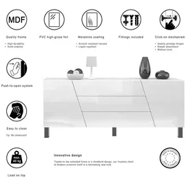 Vladon Houston Büroschrank 178 x 57,5 x 38,5 cm weiß