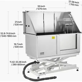 Vevor Elektrische Hundewaschstation mit Hebefunktion 127 cm Silber/Weiß