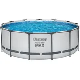 Bestway Frame Pool mit Filterpumpe Steel Pro MAXTM, Ø 396 x 122 cm, Hellgrau, Rund - B-Ware neuwertig