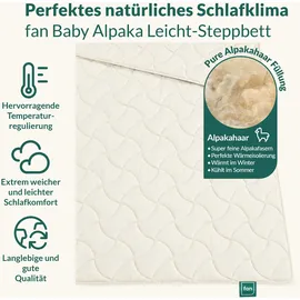 fan Naturhaarbettdecke FAN "Baby Alpaka, Bettdecke in 135x200 und weiteren Größen erhältlich", weiß, B:135cm L:200cm, Bezug: 100% Baumwolle. Füllung: 97% Alpaka, 3% sonstige Fasern, Bettdecken, Bettdecke aus Naturhaar hergestellt in Deutschland