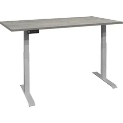 Schreibtisch MÄUSBACHER "Big System Office", silber (silber, beton, silber, beton), B:160cm, Tische, Breite 160 cm, elektrisch höhenverstellbar