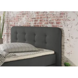 Home Affaire Boxspringbett HOME AFFAIRE "Cecina", grau (anthrazit), B:122cm L:210cm, Struktur fein (100% Polyester), Komplettbetten, Boxspringbett, in 5 Breiten, 3 Ausführungen, 2 Härtegrade, Knopfheftung, Topper