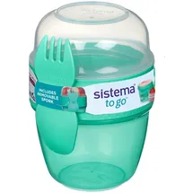 Sistema Snack Capsule TO GO | mit 2 Fächern & Göffel | 515 ml | Minty Teal