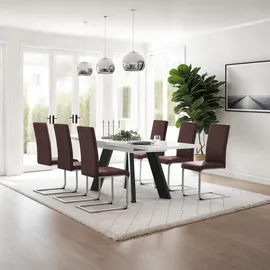 Tectake tectake® Schwingstühle Kunstleder 8er Setbraun