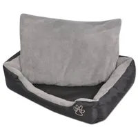 vidaXL Hundekorb mit gepolstertem Kissen M 48 x 48 cm schwarz