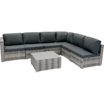 MONSTER SHOP Rattan Modular Gartenmöbel 7-teiliges Sofa-set in Grau mit Kissen, Couchtisch