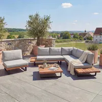 Mendler HWC-H54 Lounge-Set hellbraun/hellgrau