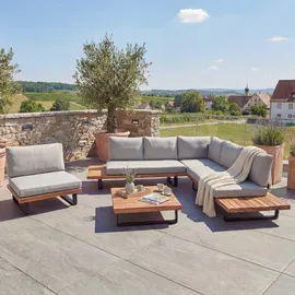 Mendler HWC-H54 Lounge-Set hellbraun/hellgrau