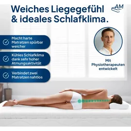 AM Qualitätsmatratzen Topper für Boxspringbett Druckentlastend 180 x 200 cm weiß