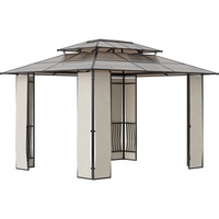 Outsunny Pavillon mit Bildschirmtuch und Erdnagel braun 365L x