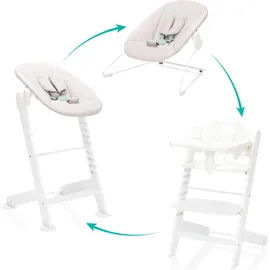fillikid Pia Swing ab Geburt bis 85 kg mit Neugeborenenaufsatz, 5-Punkt-Gurt, abnehmbarem Essbrett mit Getränkehalter - weiß,