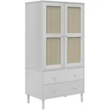 vidaXL Kleiderschrank SENJA Rattan-Optik Weiß 90x55x175 cm Kiefernholz