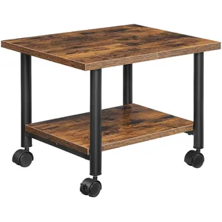 HOOBRO Druckertisch, Druckerwagen mit arretierbaren Rädern Druckerständer rollbar mit 2 Ebenen, Industrie-Design, für Büro, Fax,