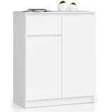 akord furniture factory AKORD K80 Weiß 80 cm, 2 Türen Schublade 4 Ebenen B80 x H99 x T40 cm
