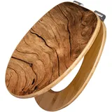 Banjado Design WC Sitz Bambus Holz Toilettendeckel Mit Absenkautomatik Klodeckel WC-Sitz Soft Close Mit Motiv Trockenes Holz