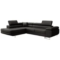 Luxusbetten24 Schlafsofa Designer Sofa Aston Kunstleder, mit Stauraum und Schlaffunktion schwarz