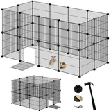 EUGAD Freilaufgehege Kaninchen, Meerschweinchen Gehege, Gehege für Kleintiere, Kleintiergehege, Freigehege für Kaninchen, Hamster, Schildkröten Hasenstall innen inkl. Tür DIY 142x72x72cm