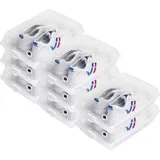 Famanu Schuhboxen stapelbar transparent - Set von 8 mit Deckel, für Schuhe bis Größe 44, transparent-weiß