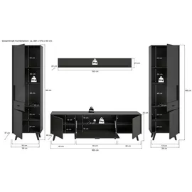 VCM MID.YOU Wohnkombination Linea grau schwarz B/H/T: ca. 331.00x195.00x40.00