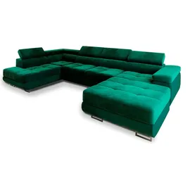 masseno Wohnlandschaft mit Schlaffunktion Casone ¦ grün ¦ Maße (cm): B: 345 H: 90