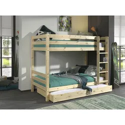 Etagenbett VIPACK "Pino", beige (natur, natur), B:105cm H:161cm L:210cm, Etagenbetten, wahlweise mit Bettschublade