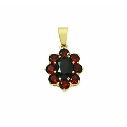 Kette mit Anhänger ADELIA ́S "333 Gold Anhänger mit Granat", rot, Halsketten, Damen, Gelbgold 333, Schmuckset - Set mit Halskette